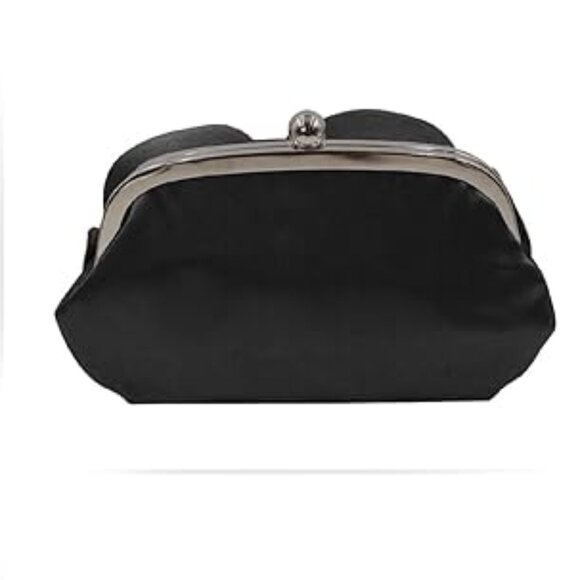 Neiman Marcus Floral Petal Black Clutch Purse